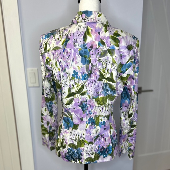 Carlisle Collection Cotton Floral Blazer Purple/blue/white. Lined SZ 10 Like New - Picture 4 of 13
